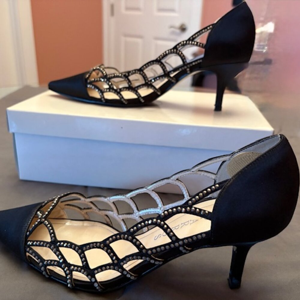 Caparros Noreen Black Satin Evening Shoes